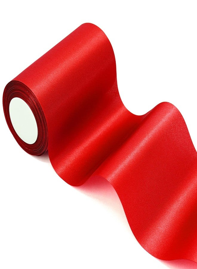 CenterZ 6 inch x 24 Yards Long Red Satin Ribbon, Wide Solid Fabric Ribbons Roll for Christmas Wedding Party Decoration, Opening Ceremony, Gift Wrapping, Craft Car Door Bow, Chair Sash, Indoor Outdoor - Image 1